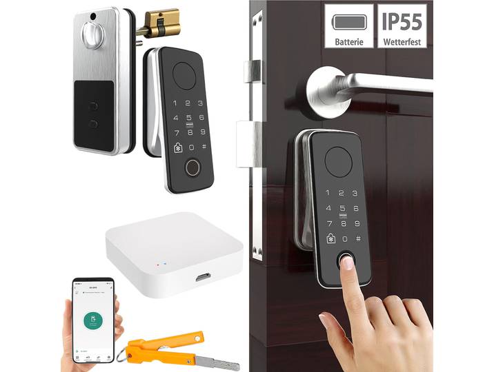 Motorbetriebener ZigBee-Schliesszylinder mit WLAN-Gateway und App, IP55