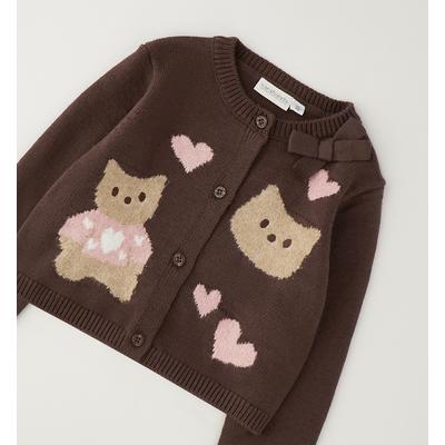 Cardigan SARABANDA "BABY GIRL KNITWEAR", Mädchen, Gr. 116, braun, 55% Baumwolle, 40% Polyamid, 5% Wolle, Strickjacken