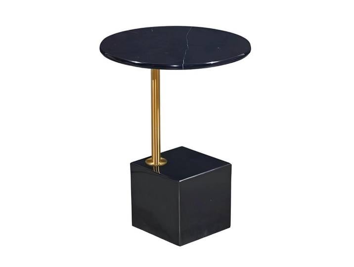 Xlmoebel Beistelltisch Schwarzer Beistelltisch mit Marmor-Optik und elegantem Design (Beistelltisch, 1-St., Beistelltisch), Hergestellt in Europa