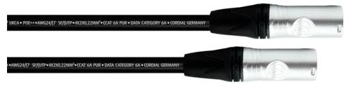 Cordial 15625 RJ45 Patchkabel CAT 6a SF/UTP 20.00m Schwarz PUR-Mantel 1St.