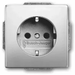 Busch-Jaeger pur edelstahl Steckdose, 1f, edelstahl, matt, Unterputz, mit erhöhtem Berührungsschutz, horizontal/vertikal, IP20, Zentralplatte