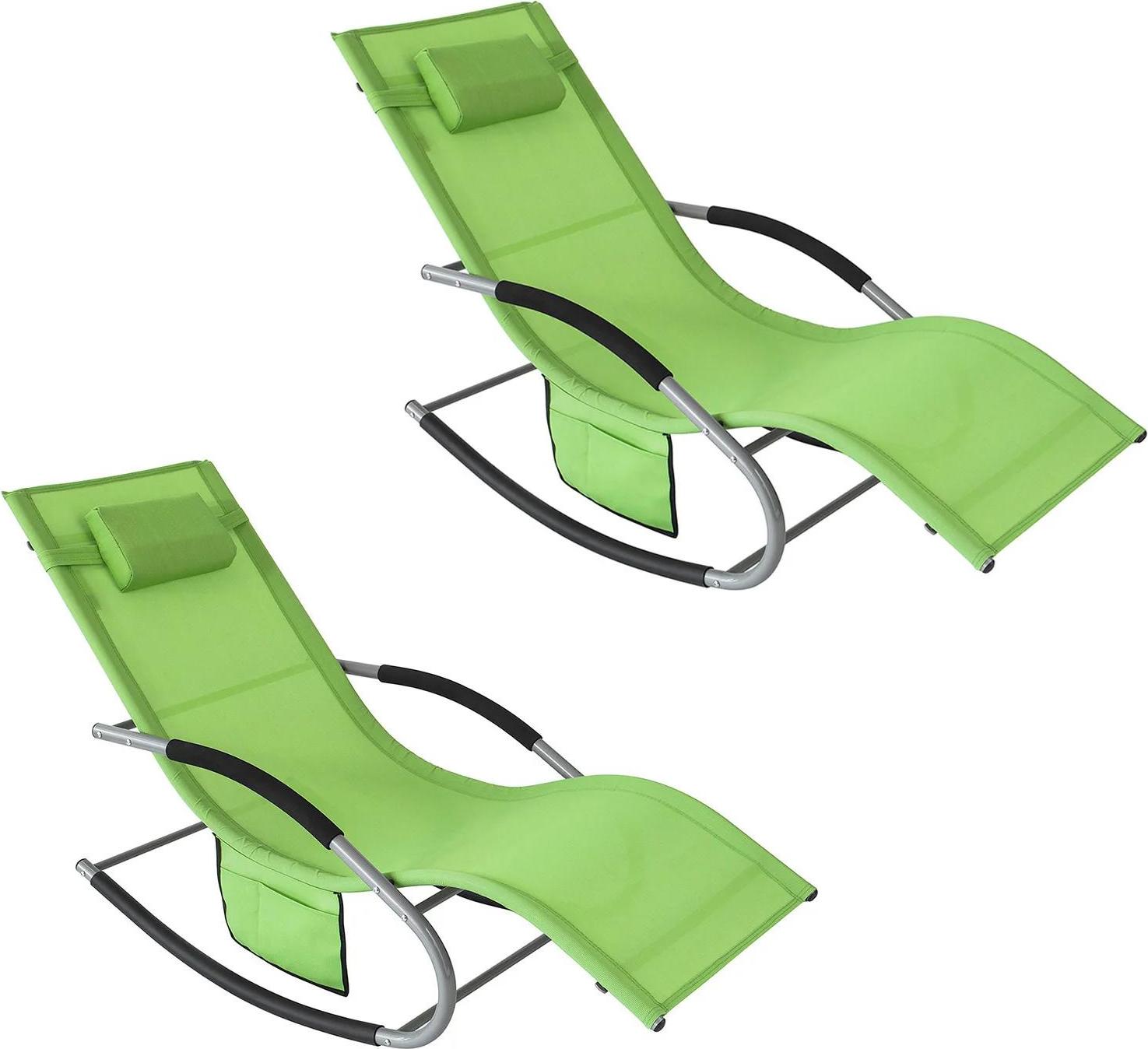 OGS28x2 Sonnenliegen 2er-Set, mit Kissen und Tragetasche, atmungsaktives Design für Garten und Strand, smaragdgrün