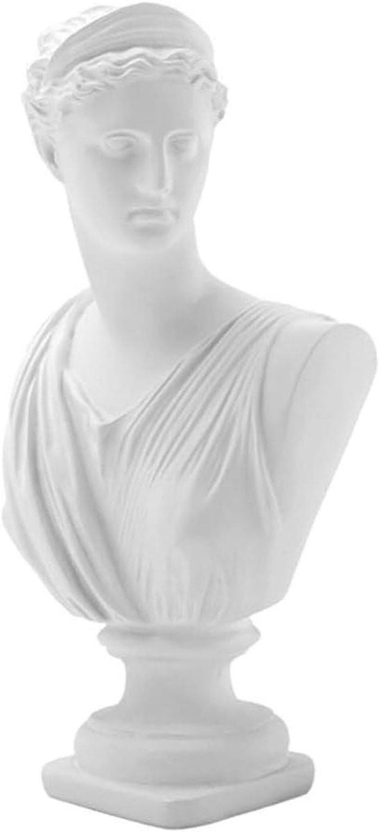 Klassiek Griekse Godin Standbeeld - Buste voor Huisdecoratie - Wit - Hoogte: 31 cm