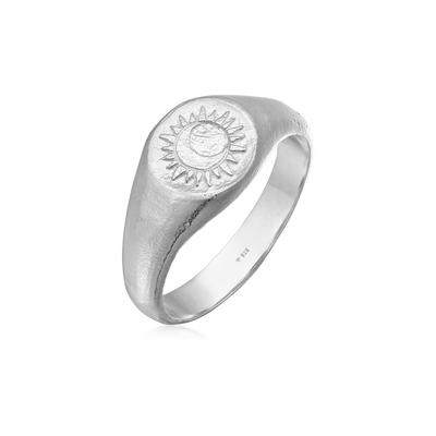 Siegelring HAZE & GLORY "Ring Siegelring - Sacred Sun 925 Silber" Gr. 60, silber, Fingerringe, Herren, 60, Silber 925 (Sterlingsilber), Siegelring
