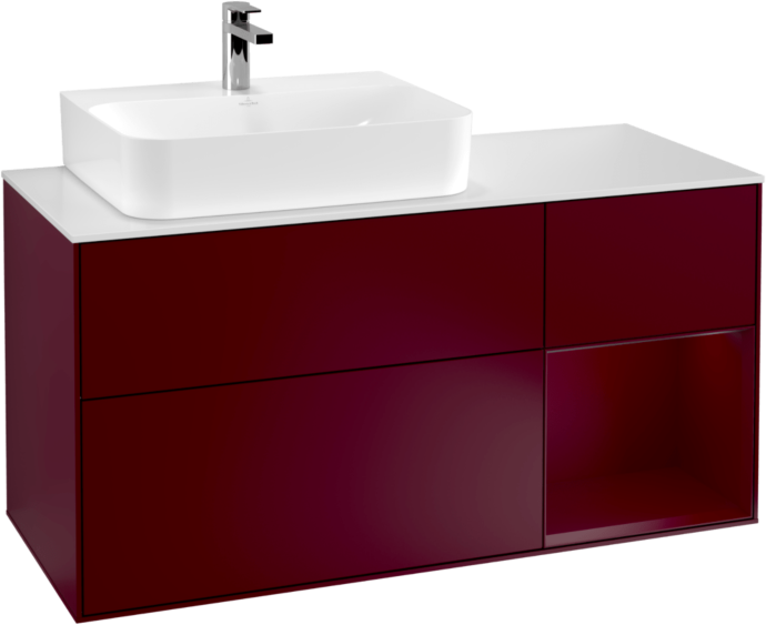 Villeroy und Boch Finion Waschtischunterschrank F151HBHB 120cm, Abdeckplatte white matt, Regal rechts Peony, Peony Matt
