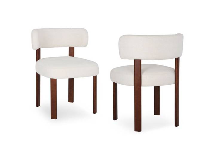 COLAMY Lot 2 chaises latérales en bois chaises de cuisine vintage style ferme avec dossier ouvert incurvé Beige