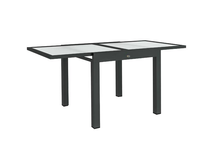 Outsunny Table Extensible de Jardin Grande Taille dim. dépliées 160L x 80l x 75H cm Aluminium Gris foncé Plateau Verre trempé Transparent