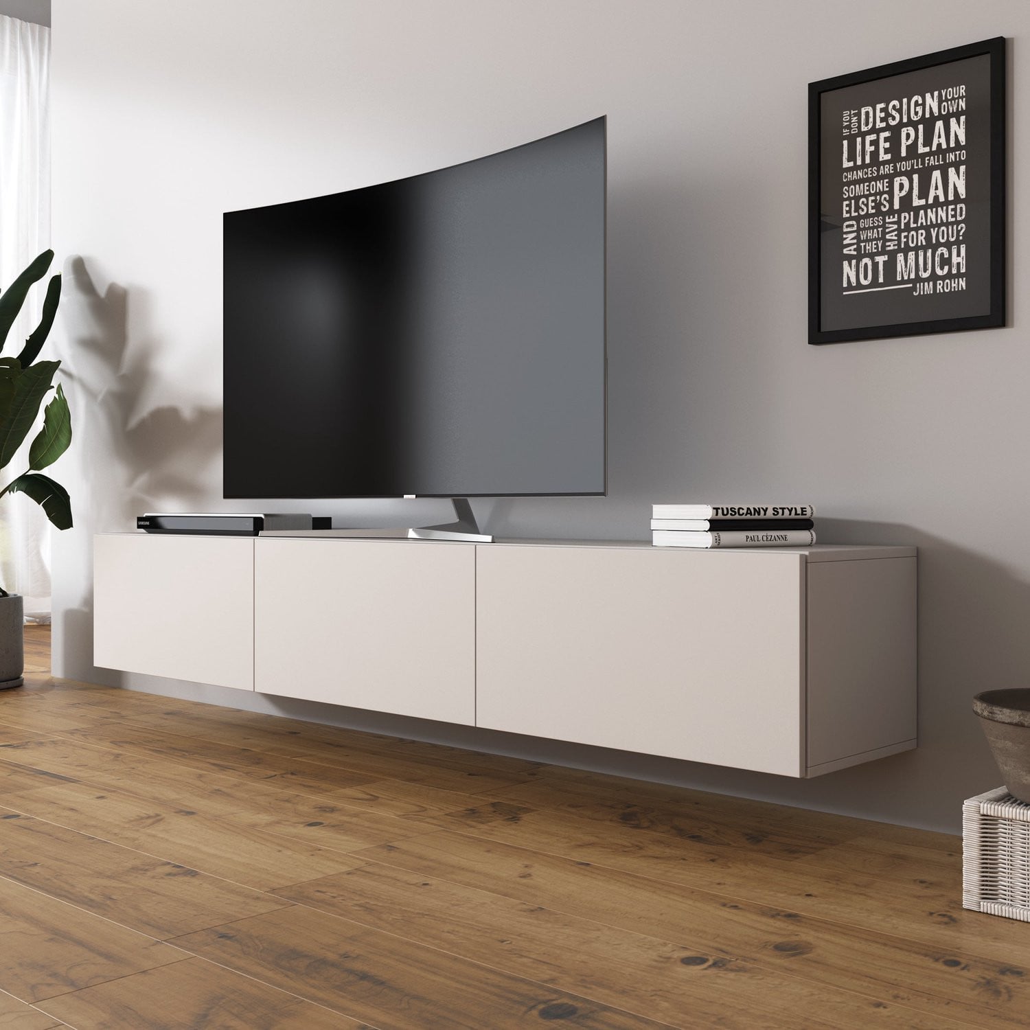 Meubella Bonzo TV-meubel - Beige - Breedte: 180 cm
