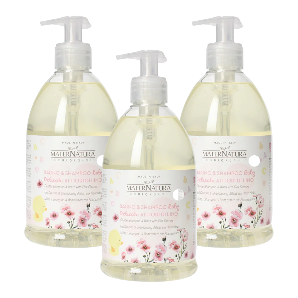 Maternatura Gentle Baby Shampoo and Wash Flax Flowers 500mL