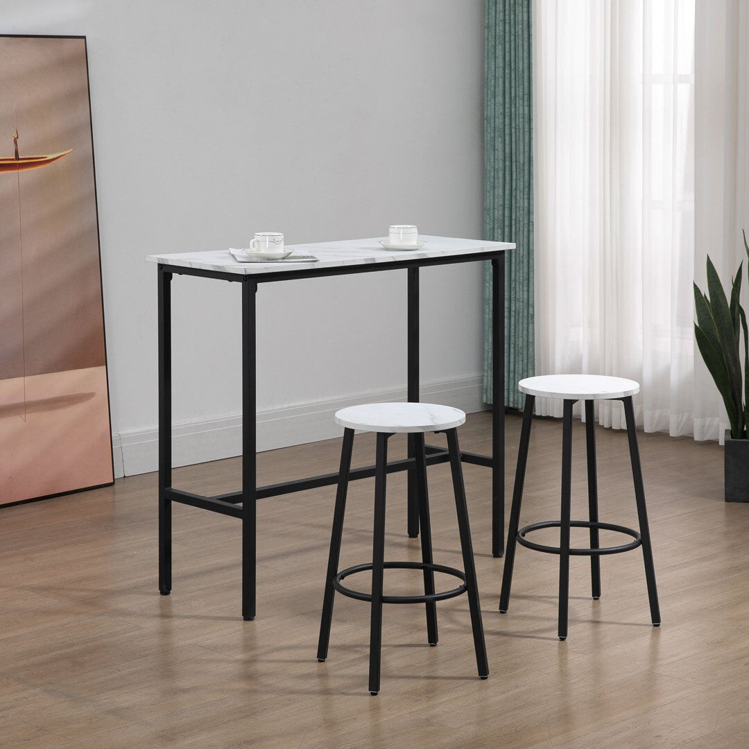 Metro Dakhi 2 - Person Counter Height Dining Set White 2