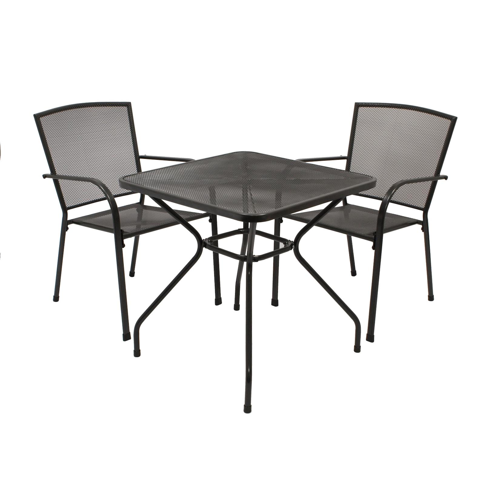Garnitur CLASSIC 3-teilig, Streckmetall anthrazit (Tisch 70x70cm)