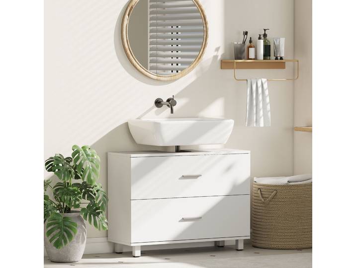 HOMCOM Meuble Sous Lavabo Moderne 80x30x60cm Blanc
