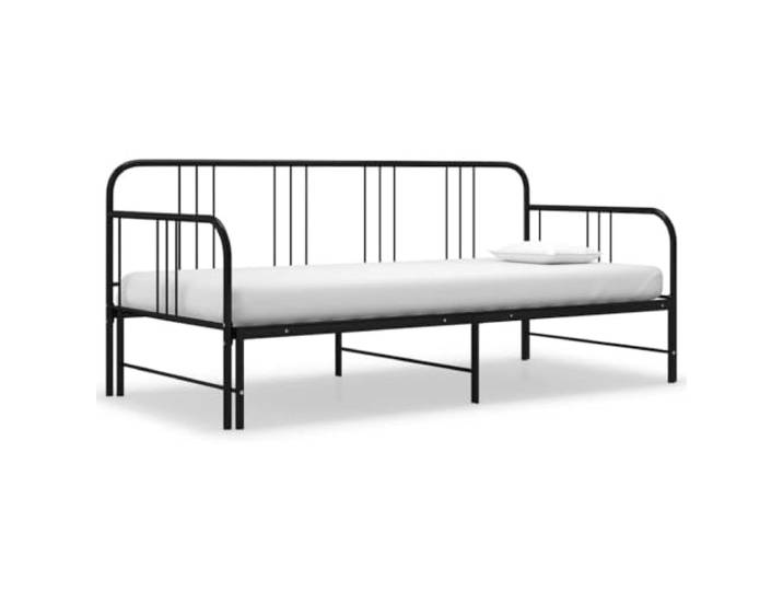 RJPLMFV Schlafsofa, 2-Sitzer, Schwarz, Metall, 90 x 200 cm Ohne Matratze, Seitengeländer, robuste Konstruktion, umwandelbar Tag und Nacht