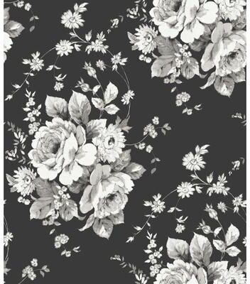 Inspired by Color Heritage Rose Black & Grey Wallpaper