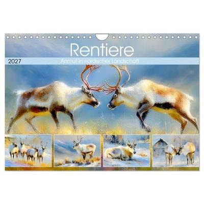 Rentiere. Anmut in nordischer Landschaft (Wandkalender 2027 DIN A4 quer), CALVENDO Monatskalender