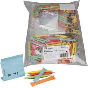 Herlitz Lose 10733376 Gewinne, 1-500, farbig sortiert, nummeriert, 500 Stück