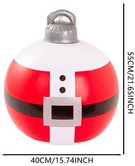 Uplift Treasures 40cm Inflatable Christmas Ball PVC Blow Up Ornament For Outdoor & Indoor Decor c 15.75 In