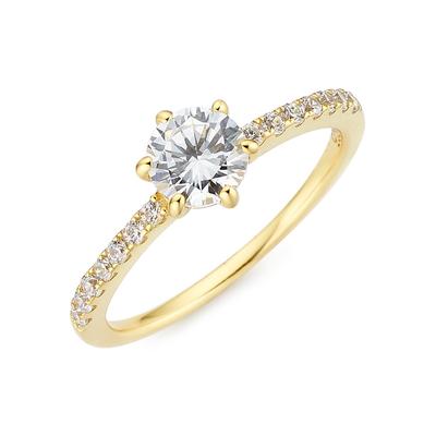 Fingerring FIRETTI "Schmuck Geschenk Silber 925 Silberring Verlobungsring" Gr. 53, gold (gelbgoldfarben, kristallweiß), Fingerringe, Damen, 53, Silber 925 (Sterlingsilber), 1,7mm, Fingerring, mit Zirkonia (synth.)