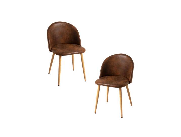 2er Set Vint Kunstleder Stühle - Brun Vintage