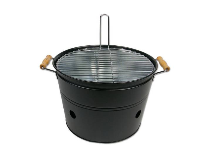 Edm 32 Cm Seau à barbecue Avec grille Noir Noir One Size