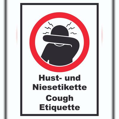 HB-Druck Husten und Niesetikette beachten Cough Etiquette Symbol und Text Schild A1 (594x841mm)