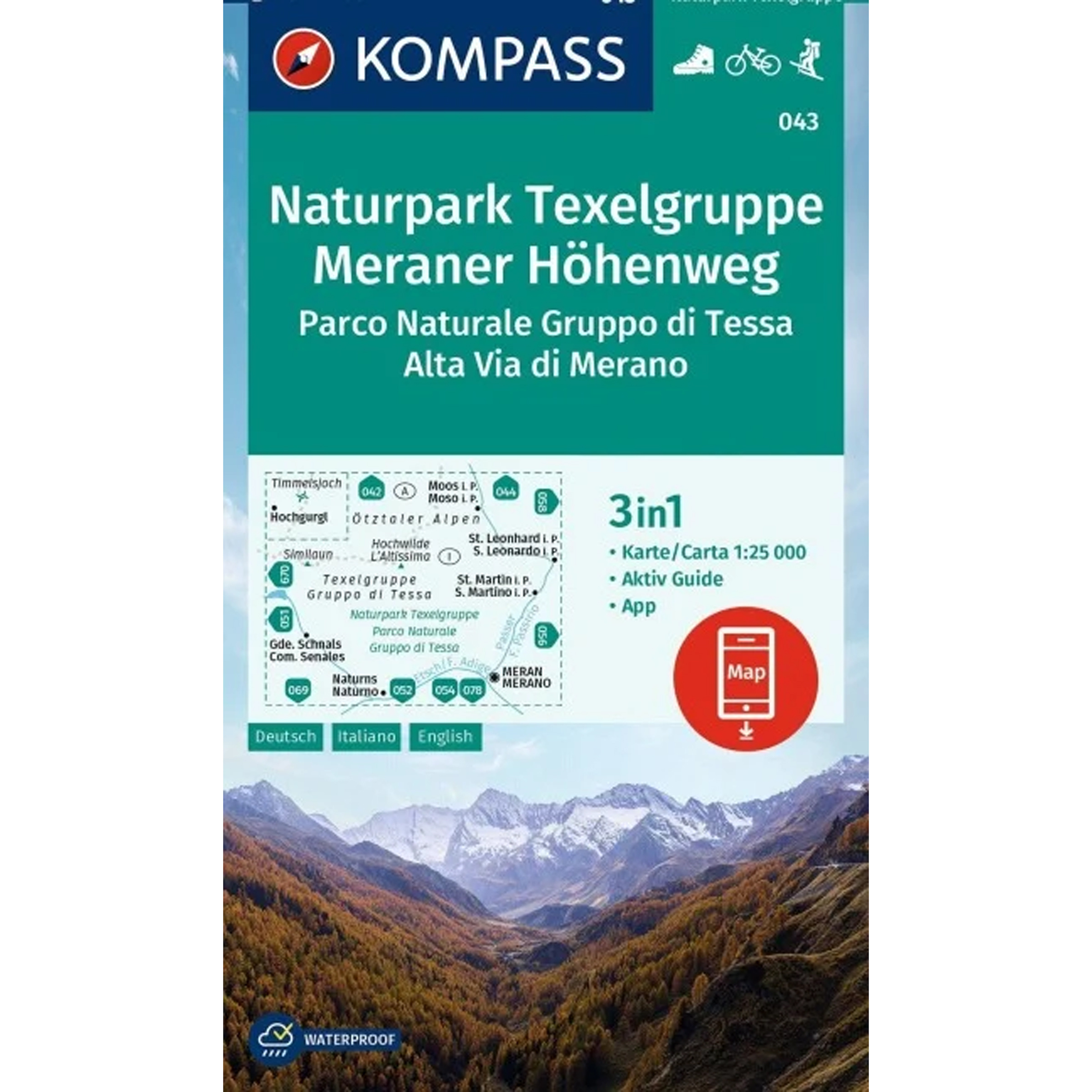 Kompass Verlag WK 043 Naturpark Texel-Meraner Höhenweg Topografische Karten Aufl. 2024