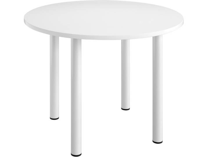 Table ronde L 100 cm Excellens plateau blanc 4 pieds métal blanc - - Bruneau
