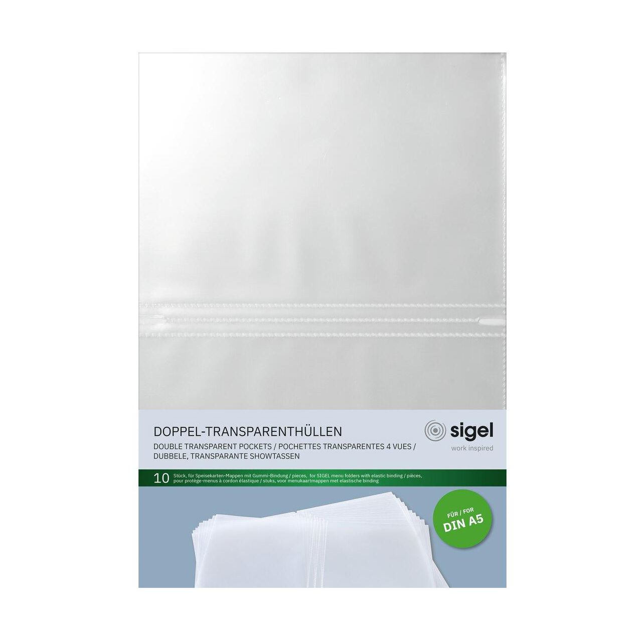 SIGEL Sichthüllen Speisekarten DIN A5 transparent glänzend 70 µm, 10 St.