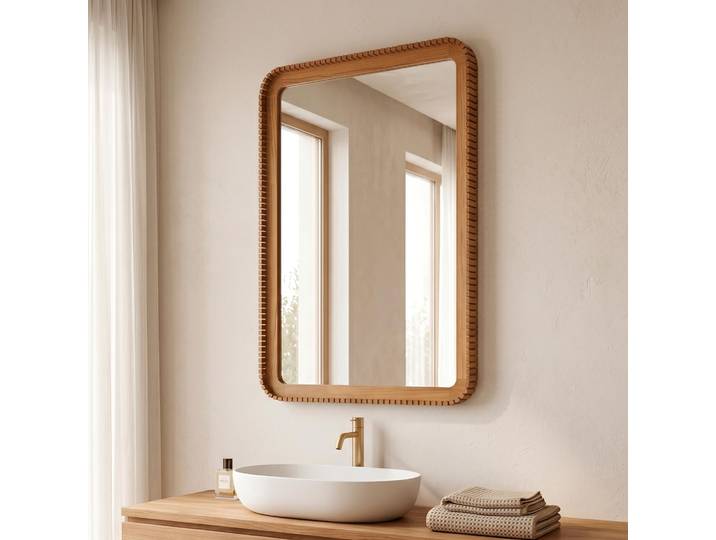 Miroir rectangulaire en bois de teck 80 x 60 cm - Beria