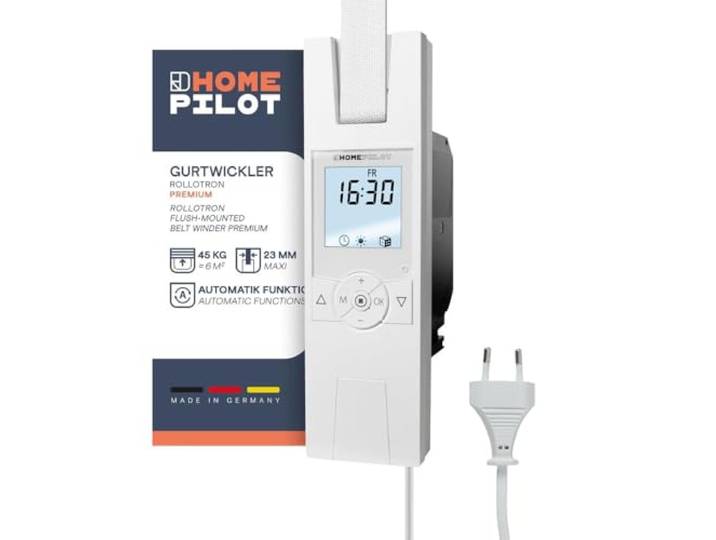HomePilot Gurtwickler RolloTron Premium - Elektrischer Gurtwickler Unterputzmontage – für 23 mm breites Gurtband und Rollläden bis max. 6 m²