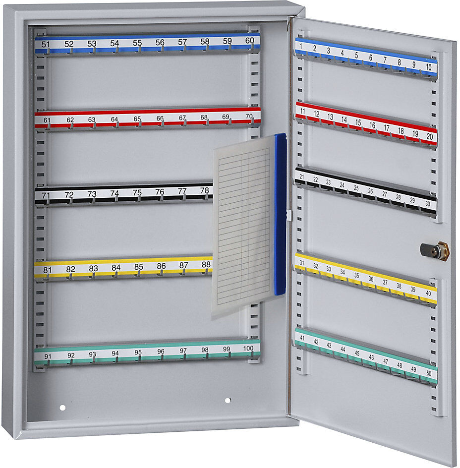 kaiserkraft Schlüsselschrank, 100 Haken, HxBxT 550 x 380 x 80 mm, weißaluminium
