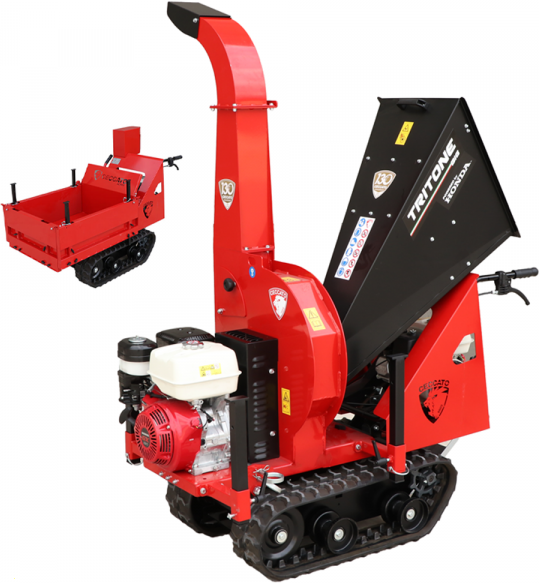 Ceccato Olindo Tritone BIG CINGO - Biohäcksler mit Raupenantrieb und Motorschubkarre  - Motor Honda GX390