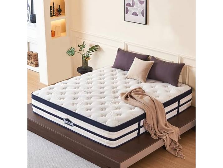 HomeMay Matratze 140 x 200cm, Höhe 28cm, H3 Medium Firm, 7-Zonen Spring 7-Zonen-Taschenfederkern, weiche Liegefläche, atmungsaktiver Komfortaufbau, Kantenstabilität, reduzierte Bewegungsübertragung