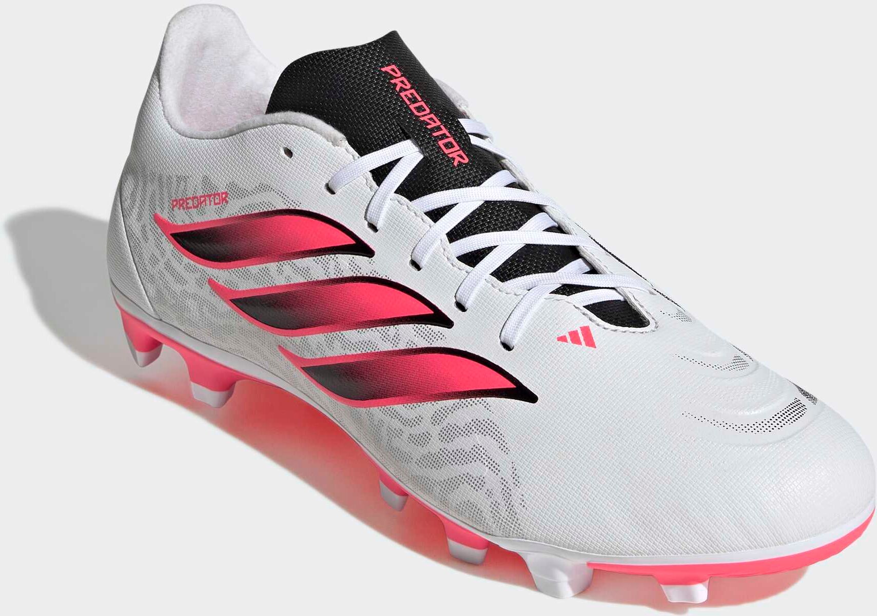Fussballschuh ADIDAS PERFORMANCE "PREDATOR CLUB, FESTE BÖDEN/GEMISCHTE BÖDEN", Gr. 47, pink (cloud weiß, solar turbo, core schwarz), Synthetik, Schuhe Fussballschuh, für viele verschiedene Böden geeignet cloud weiß, solar turbo, core schwarz 47