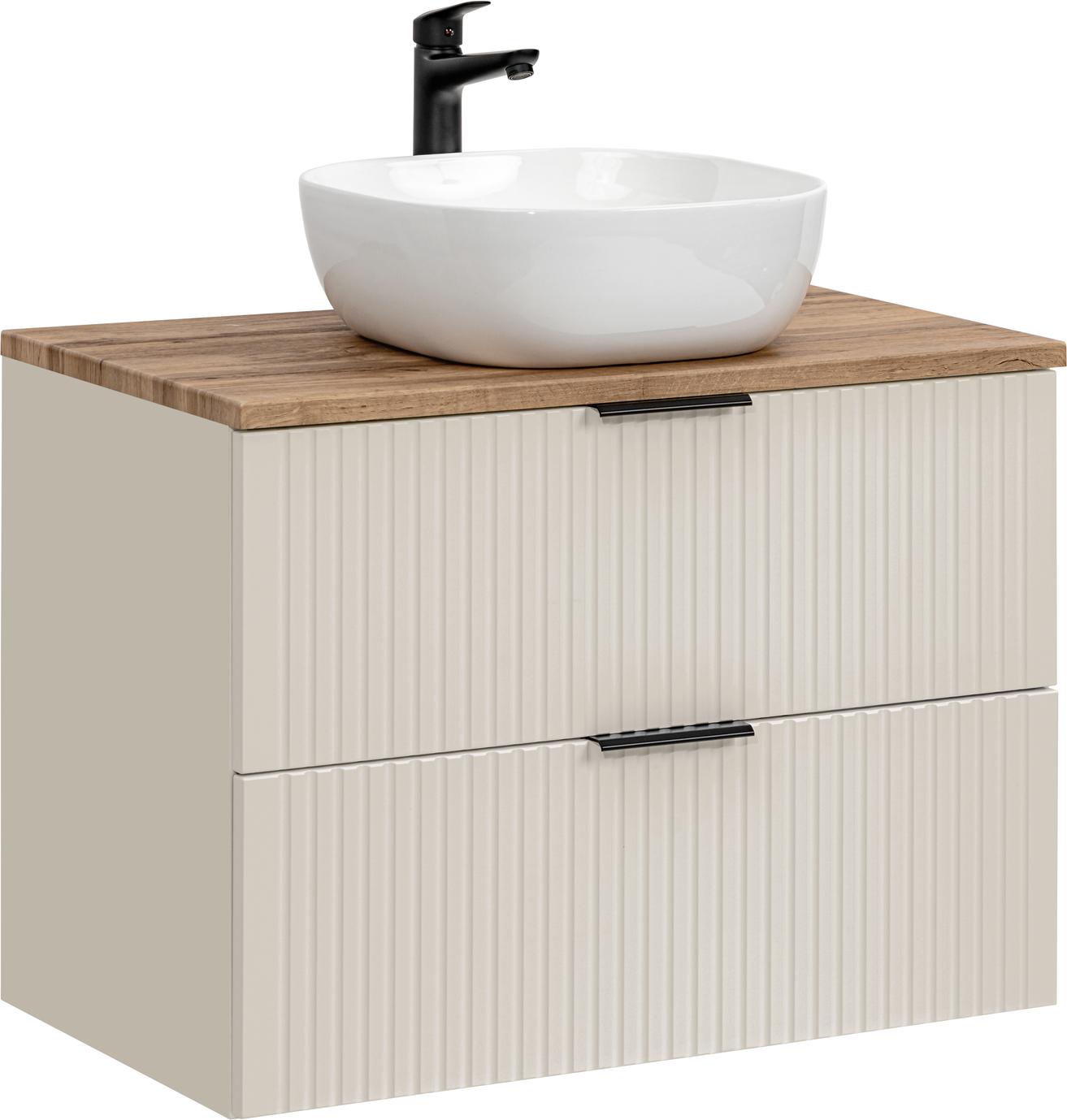 Modernes Badezimmer-Set 80 Cm Mit Aufsatzwaschbecken Und Waschtischplatte