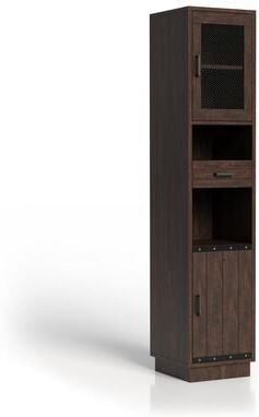 Furniture of America Hury Farmhouse Walnut Multi-Storage TV Tower