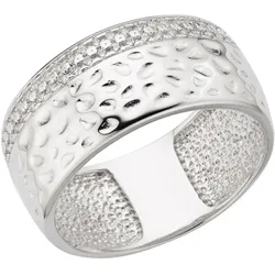 Zeeme Silber Ring Silber 925 rhodiniert mit weißen Zirkonia-Steinen