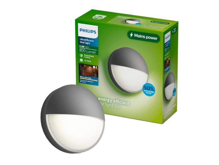 PHILIPS Capricorn Außen-Wandleuchte, 700 lm, Aluminium, Anthrazit Outdoor-Lampe, 2.700 K Warmweißes Licht, IP44 Wetterfest, Langlebig, Modernes Design, Anthrazitgrau