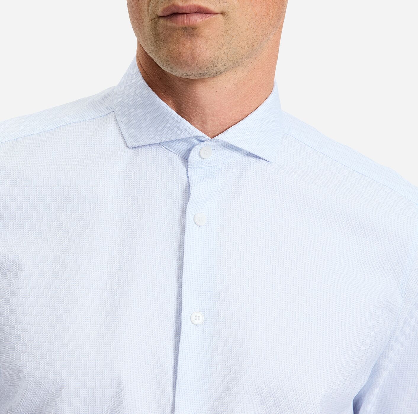Langarmhemd OLYMP "Level Five", Herren, Gr. 41, N-Gr, bleu, Web, Obermaterial: 100% Baumwolle, normal, Manschette, Hemden Langarmhemd, body fit, Haifischkragen, Webmuster, Businesshemd bleu 41, N-Gr