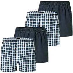SCHIESSER Herren Web-Boxershorts, 4er Pack - Webware, Unterhose, Baumwolle Dunkelblau / XL