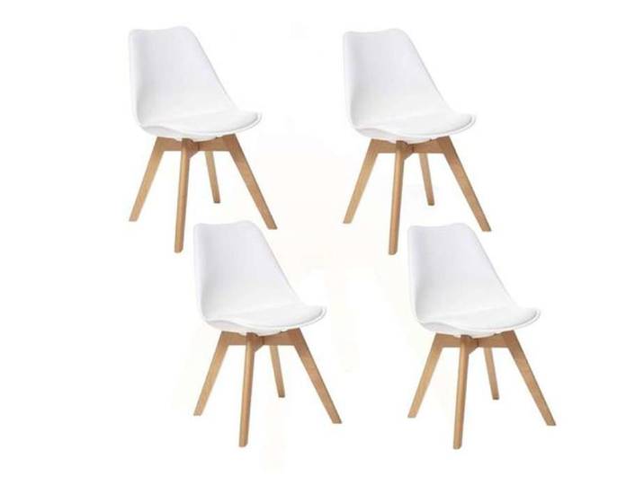 Toilinux - Lot de 4 chaises design scandinave BAYA - Blanc