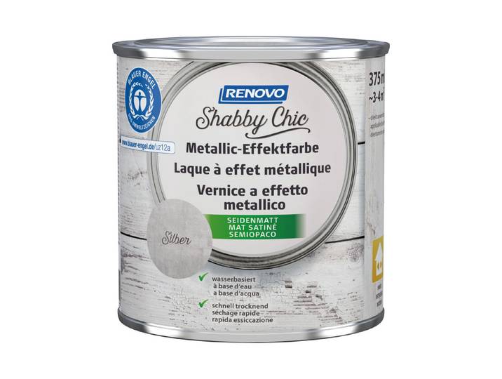 Renovo Metallic-Effektfarbe Shabby Chic Silber 375 ml