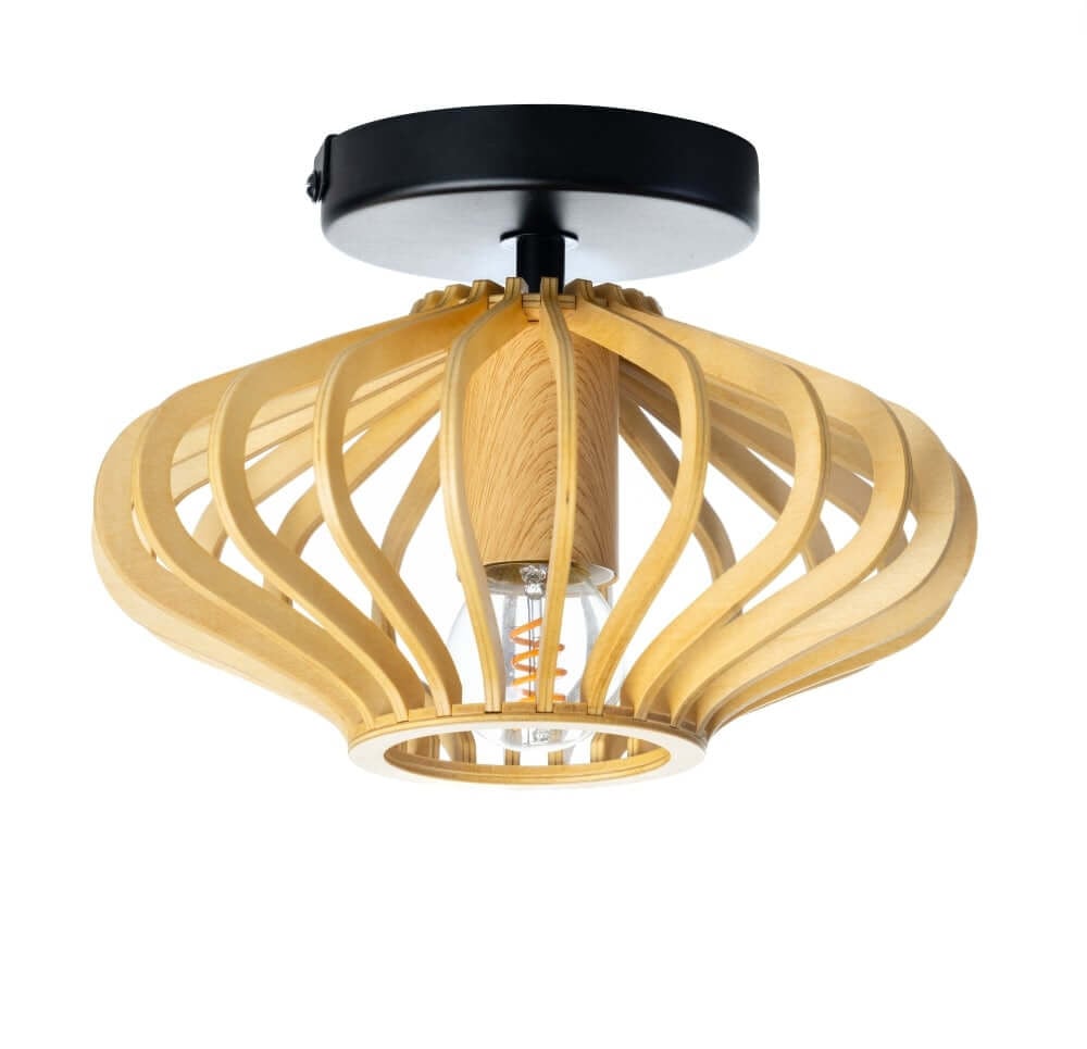 ETH Tess Houten plafondlamp, rond, Ø 25 cm