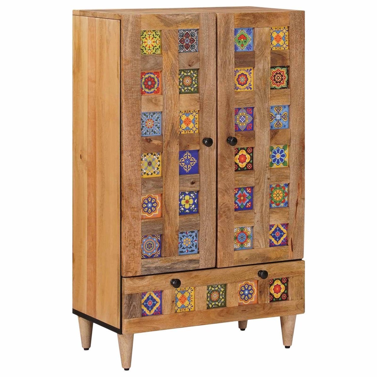 vidaXL Highboard Naturel - Massief Mango Hout - B: 60 cm, D: 33,5 cm, H: 100 cm