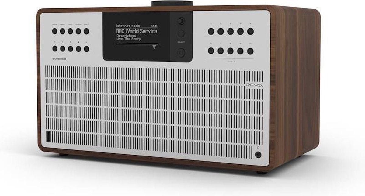 Revo SuperCD CD-speler met DAB+ Radio, Internetradio en Bluetooth AptX - Walnoot/Zilver