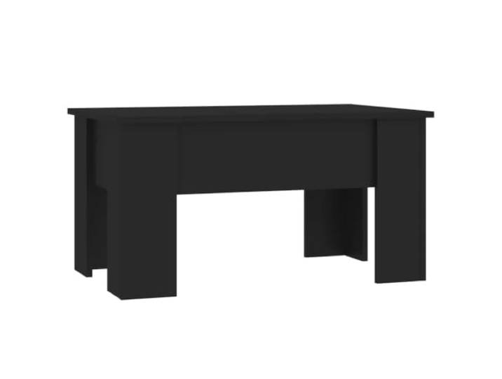 Favemtsl Couchtisch Höhenverstellbar Schwarz 79x49 cm Holzwerkstoff Hebebare Tischplatte für das Wohnzimmer: Integriertes Fach bietet praktischen Platz für Alltagsgegenstände.