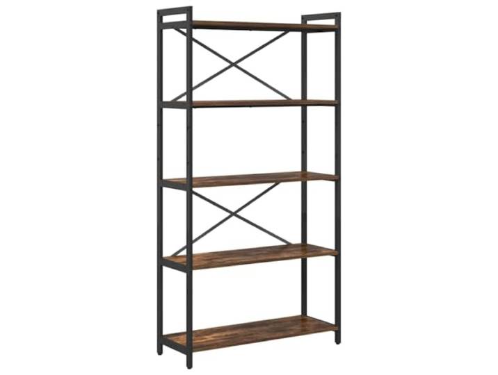 HKTMGDNG Standregal Geräucherte Eiche 80x30x155cm Holzwerkstoff Stilvolles Industrie Standregal für Wohnzimmer und Arbeitszimmer mit robuster Holzoptik und stabilem Stahlrahmen.
