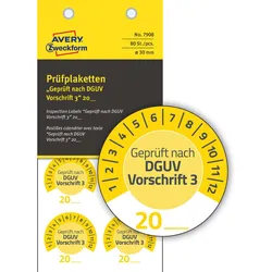 AVERY Zweckform Prüfplaketten 30,0 x 30,0 mm