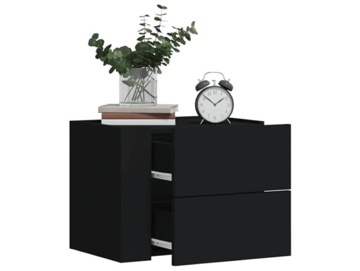 HEFZGDB Wand-Nachttische 2 STK. Schwarz 45x30x35 cm mit Schubladen Stauraum, Stabile Wandmontage Nachttisch für Schlafzimmer, Feuchtigkeitsbeständige Holzwerkstoff Möbel Einrichtung