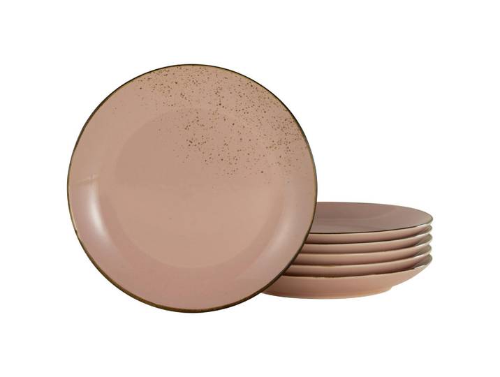 Creatable Speisetellerset, Hellrosa, Keramik, 6-teilig, Geschirr, Teller, Teller-Sets